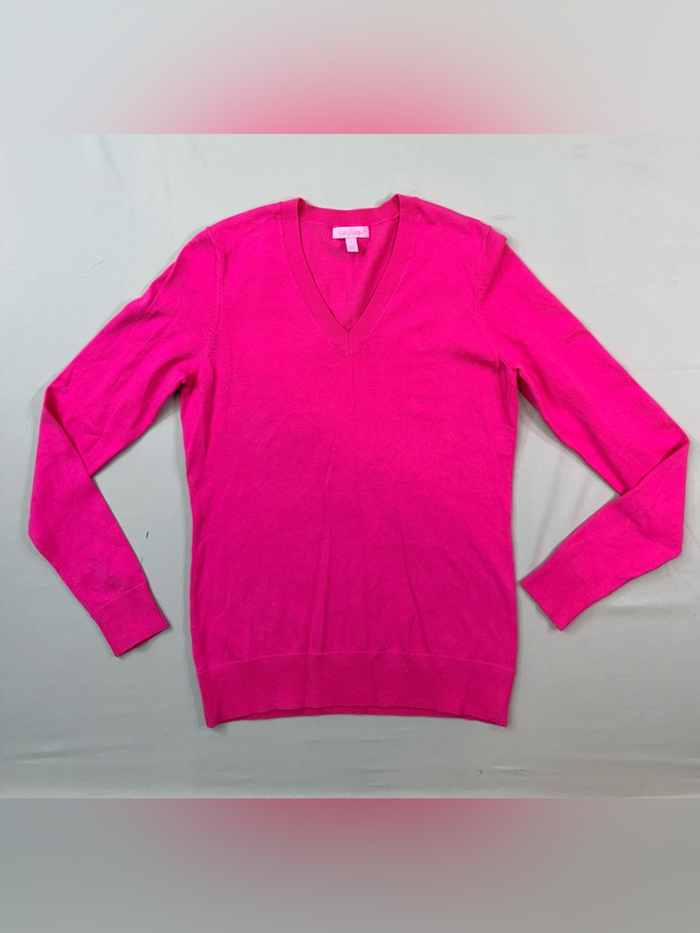Vintage Y2K Lily Pulitzer V-Neck Sweater Hot Pink Preppy Barbiecore country club